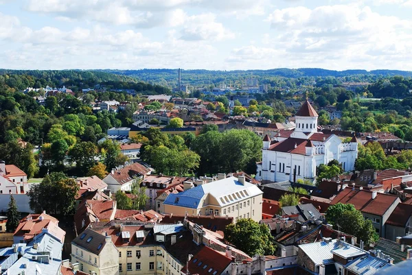 Vista aérea de la ciudad de Vilna desde la torre de la Universidad de Vilna — Foto de Stock