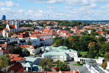 Vilnius Üniversitesi kuleden Vilnius şehir havadan görünümü