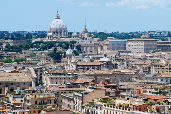 Rome aerial view from Vittorio Emanuele monument. Italy.