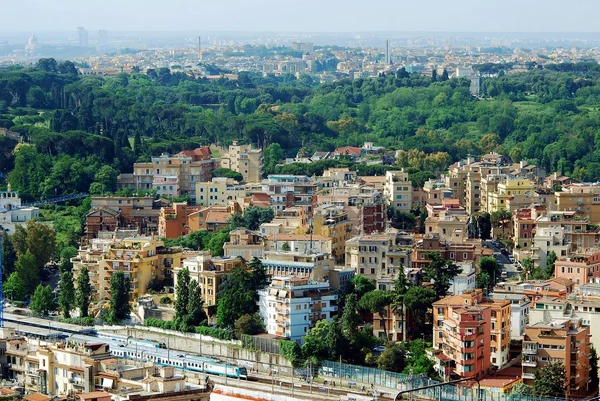 Aerial view of Rome city from St Peter Basilica roof — Stock Photo, Image