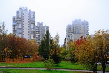 Vilnius şehir Seskine bölgesi Sonbahar zaman