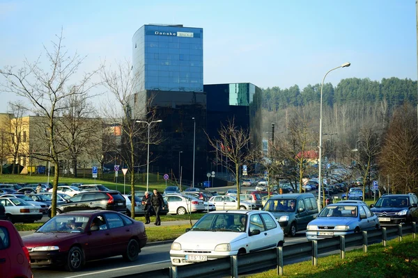 Vilnius city Danske Bank őszi időben 2014. November 11. — Stock Fotó