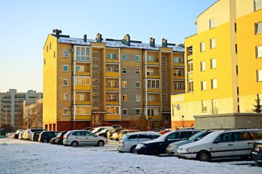 Vilnius şehir Pasilaiciai bölgesi kış zaman