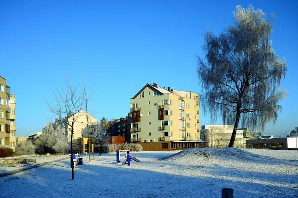 Vilna ciudad Pasilaiciai distrito en invierno — Foto de Stock