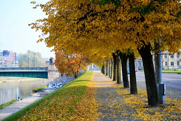 Bordo del fiume Neris. Ora esatta in autunno a Vilnius — Foto Stock