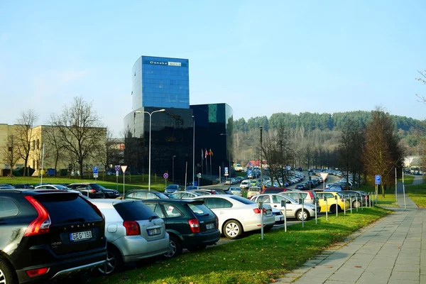 Vilnius şehir Danske Bank üzerinde 11 Kasım 2014 sonbahar anda — Stok fotoğraf