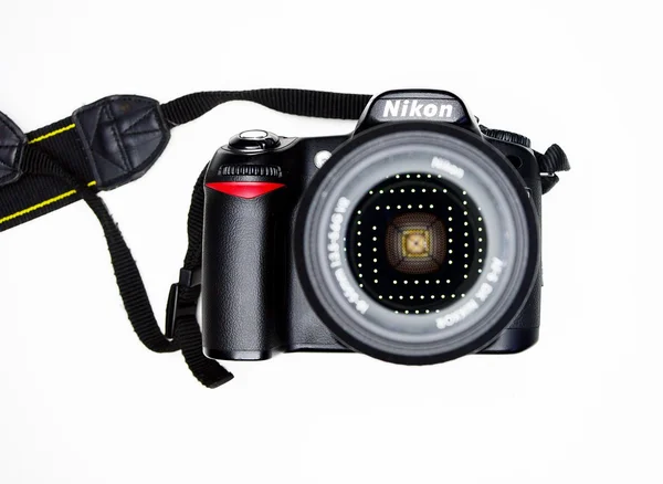 Photocamera 尼康 D80 和尼克尔镜头在私人收藏中 — 图库照片