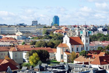 Vilnius Üniversitesi kuleden Vilnius şehir havadan görünümü