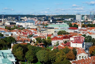 Vilnius Üniversitesi kuleden Vilnius şehir havadan görünümü