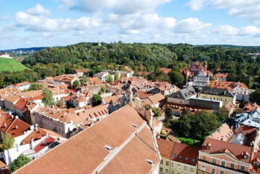 Vilnius Üniversitesi kuleden Vilnius şehir havadan görünümü