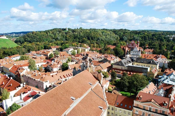 Vilnius město letecký pohled z věže Vilnius University — Stock fotografie