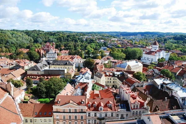 Vista aérea de la ciudad de Vilna desde la torre de la Universidad de Vilna — Foto de Stock