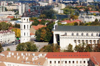 Vilnius Üniversitesi kuleden Vilnius şehir havadan görünümü
