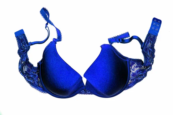 A blue bra close-up on the white background — Stock Photo, Image