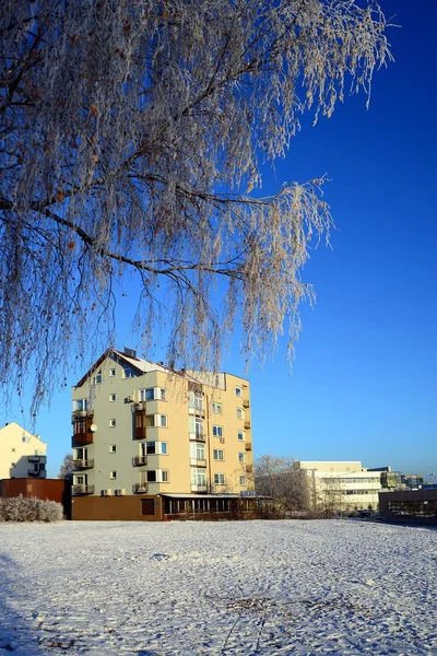 Город Вильнюс Пасилайчский район в зимнее время — стоковое фото