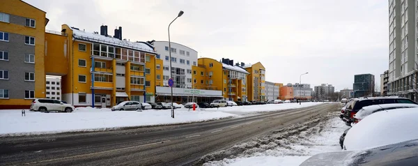 Зима в столице Литвы Вильнюсе Пасилайчском районе — стоковое фото