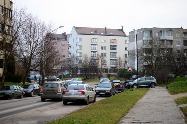 Vilnius şehir Pasilaiciai bölgesi kış zaman