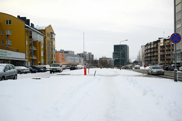 Inverno na capital da Lituânia Vilnius cidade distrito de Pasilaiciai — Fotografia de Stock