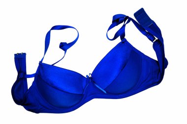 Beyaz zemin üzerine mavi sütyen yakın çekim