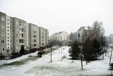 Vilnius şehir Pasilaiciai bölgesi kış zaman