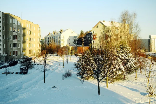 Зима в столице Литвы Вильнюсе Пасилайчском районе — стоковое фото