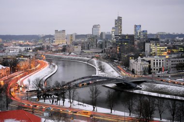 Vilnius kış Panorama Gediminas Castle Tower