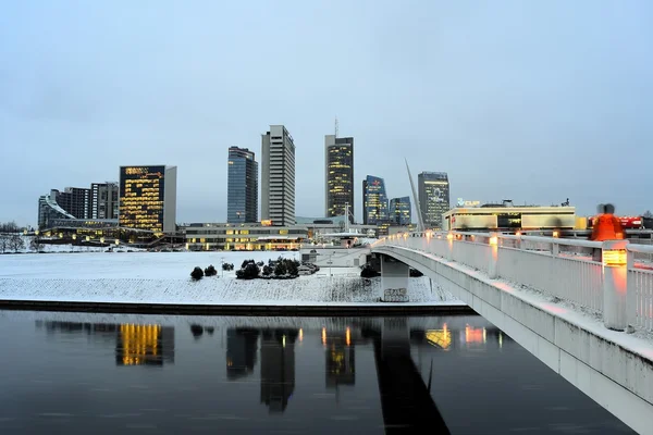 Vilnius Inverno Grattacieli Mattina Panorama — Foto Stock