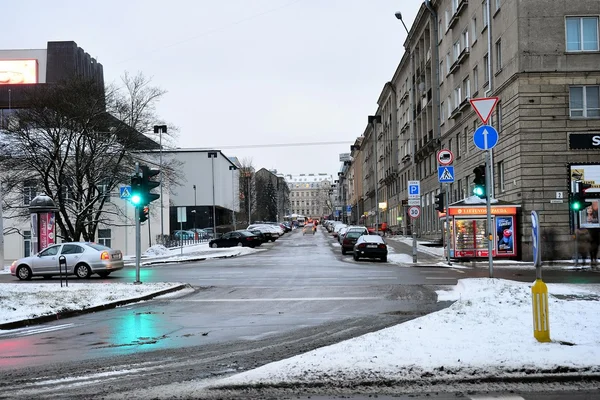 Vilnius město bílá zimní ráno čas Panorama — Stock fotografie