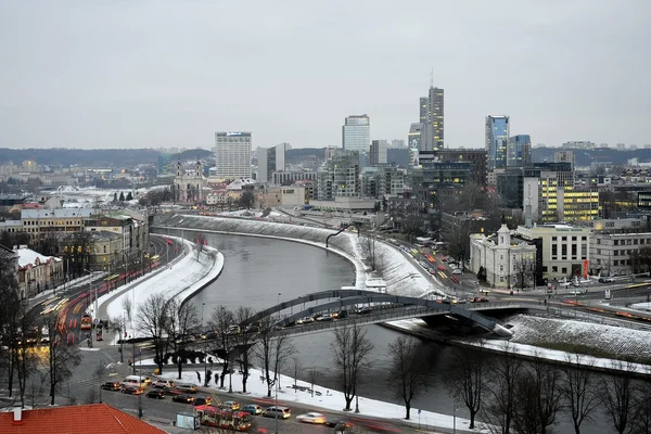 Vilnius Panorama invernale dalla torre del castello di Gediminas — Foto Stock