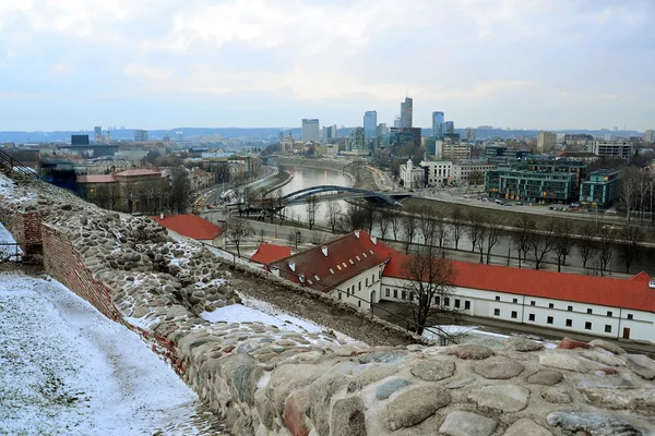 Vilnius Winter Panorama van Gediminas kasteel toren — Stockfoto