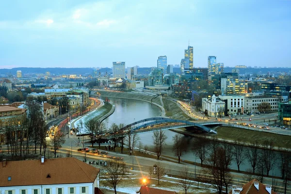 Vilnius Winter Panorama van Gediminas kasteel toren — Stockfoto