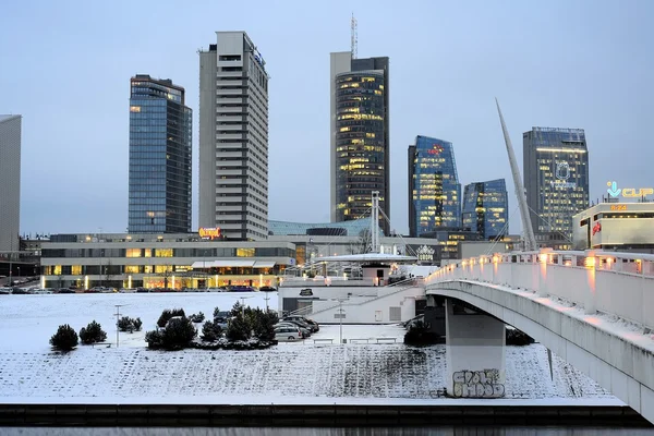 Gratte-ciel Vilnius hiver Matin Heure Panorama — Photo