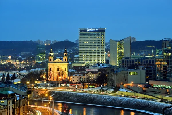 Vilnius kış Panorama Gediminas Castle Tower — Stok fotoğraf