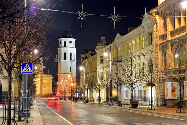 Vilnius City Night Panorama de invierno en Ligts —  Fotos de Stock