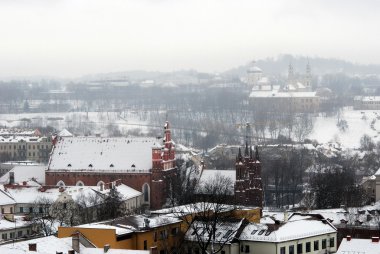 Vilnius kış Panorama Gediminas Castle Tower