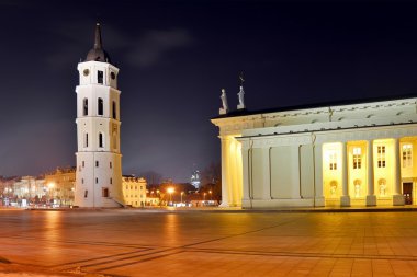 Vilnius katedral yer kış akşam saat