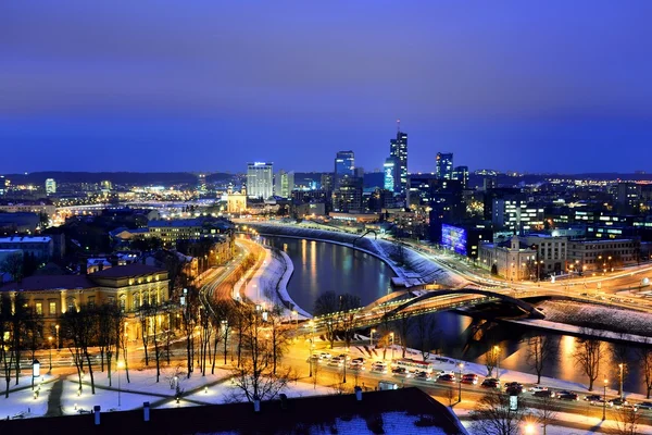 Vilnius Winter Panorama van Gediminas kasteel toren — Stockfoto