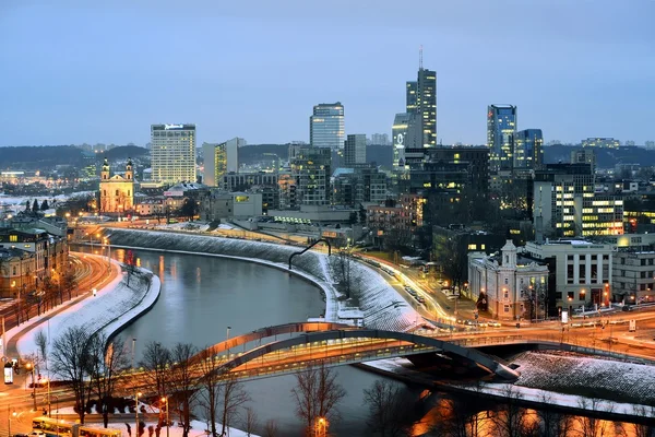 Vilnius Winter Panorama z wieży zamku Giedymina — Zdjęcie stockowe