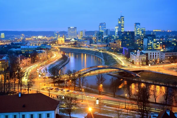 Vilnius kış Panorama Gediminas Castle Tower — Stok fotoğraf