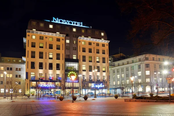 Vilnius stad natt vinter Panorama i Ligts — Stockfoto