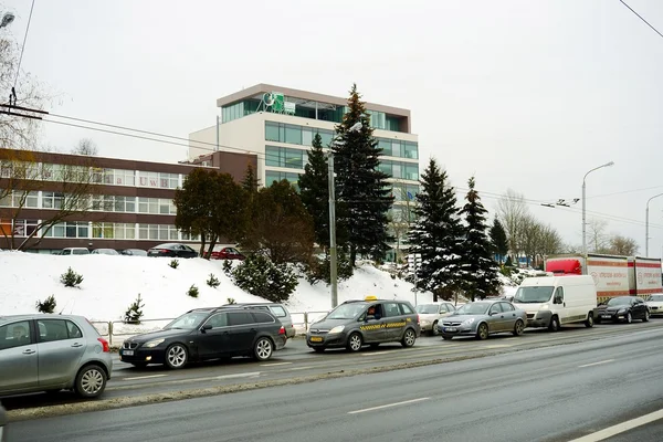 Vilnius Stadthäuser und Straße am 8. Januar 2015 — Stockfoto