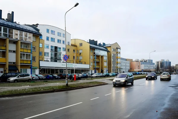 Inverno na capital da Lituânia Vilnius cidade distrito de Pasilaiciai — Fotografia de Stock