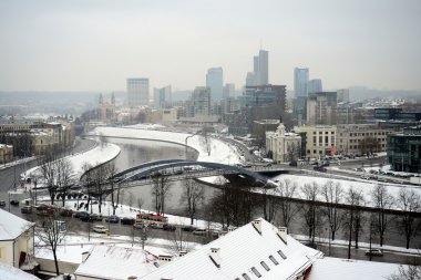 Vilnius kış Panorama Gediminas Castle Tower