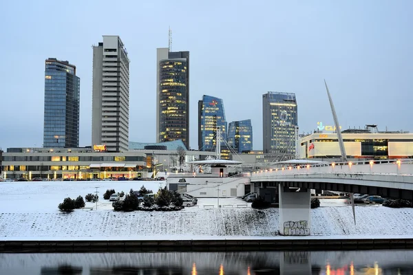 Gratte-ciel Vilnius hiver Matin Heure Panorama — Photo