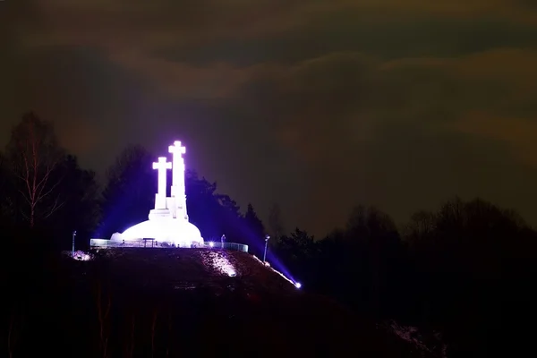 빌니우스 겨울 파노라마에서 게 성 타워 3 croses 언덕에 — 스톡 사진