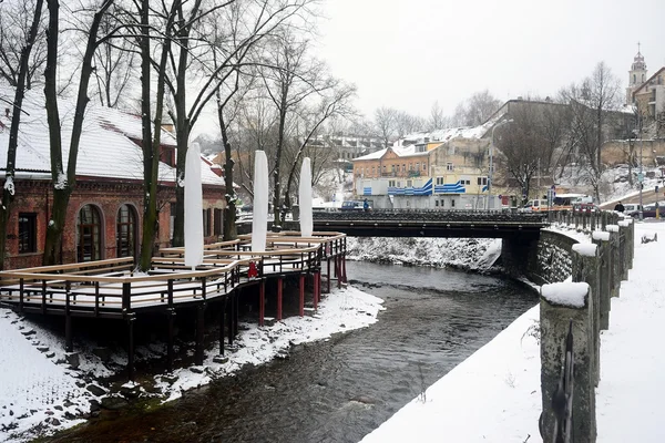 Vilnius City White Winter Morning Time Panorama — Stock Photo, Image