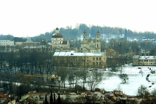 Vilnius kış Panorama Gediminas Castle Tower — Stok fotoğraf