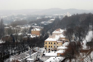 Vilnius kış Panorama Gediminas Castle Tower