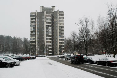 Litvanya Vilnius şehir Seskine bölgesinin başkenti kışın