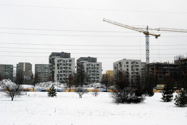 Litvanya Vilnius şehir Fabijoniskes bölgesinde yeni Evleri inşaatı